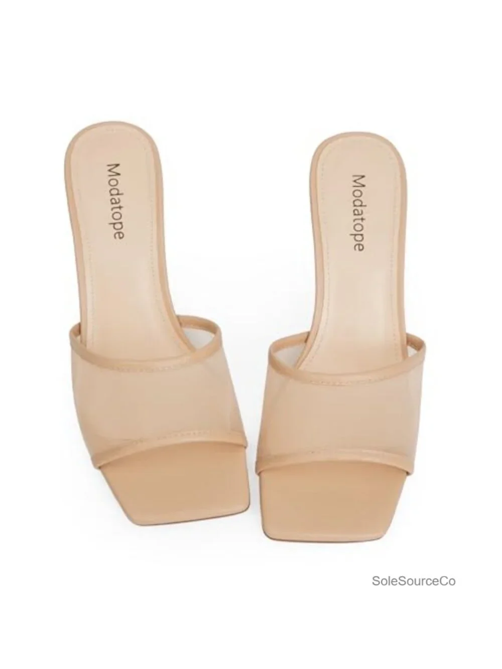 Open Square Toe Chunky Block Heel Mules Sandals - Slip On Heels